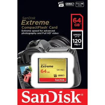 Sandisk Extreme 64 GB Udma7 Compactflash Card - Black/Gold, 64 GB - eBuy UAE